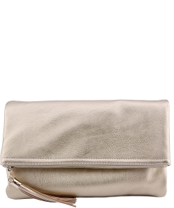 Envelope Foldover Wristlet Clutch Crossbody Bag with Chain Strap LP048 GOLD